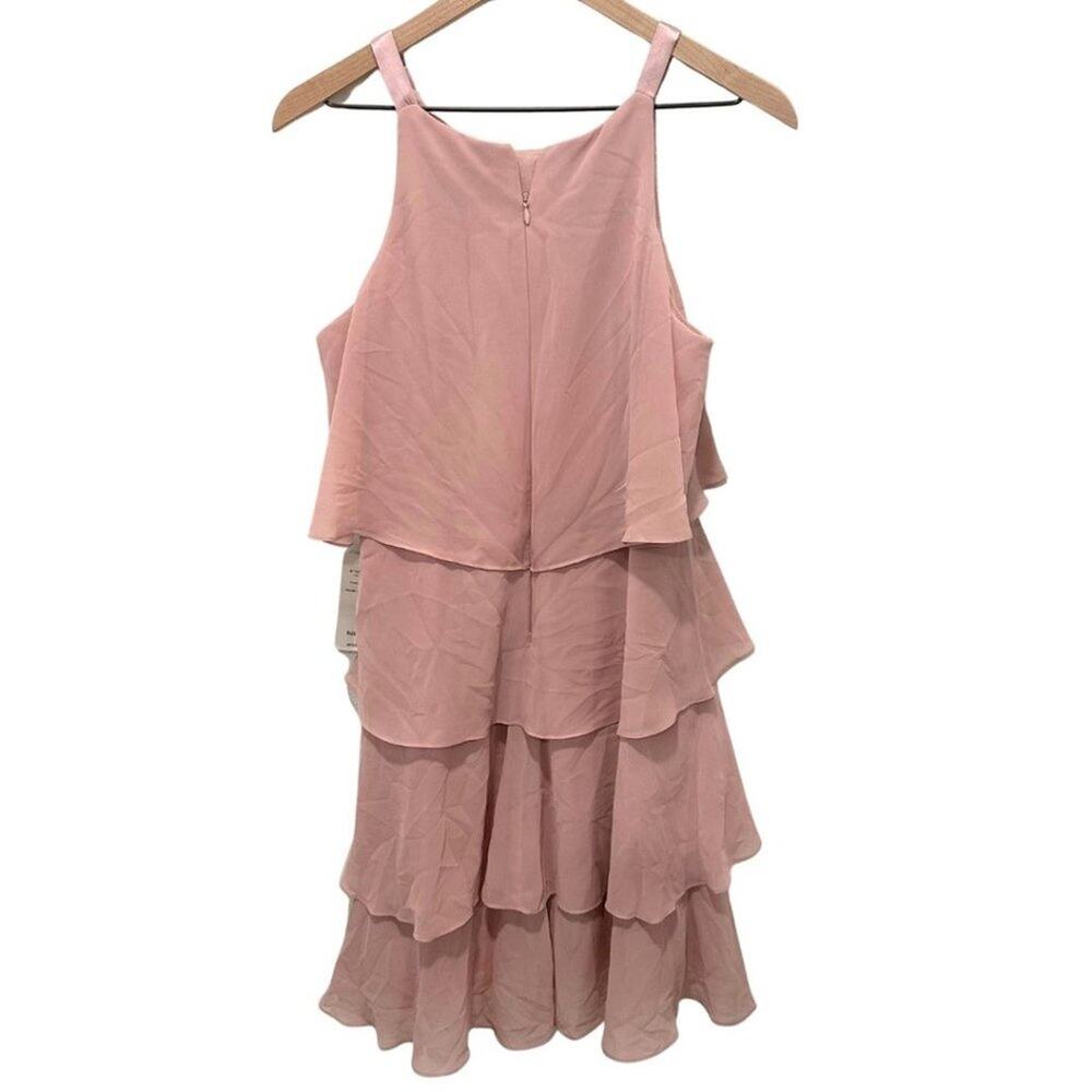 S.L. Fashion Sleeveless Chiffon Tiered Cocktail Dress Faded Rose 12 - Picture 9 of 11